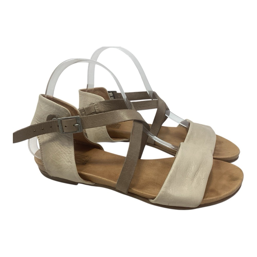 Miz Mooz  Size 9 Size 39 Soft Beige And Tan Strappy Flat Sandal